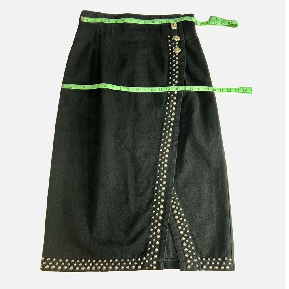 Vintage Apache Studded Black Cotton Wrap Style Skirt Size L USA Made - Picture 6 of 8